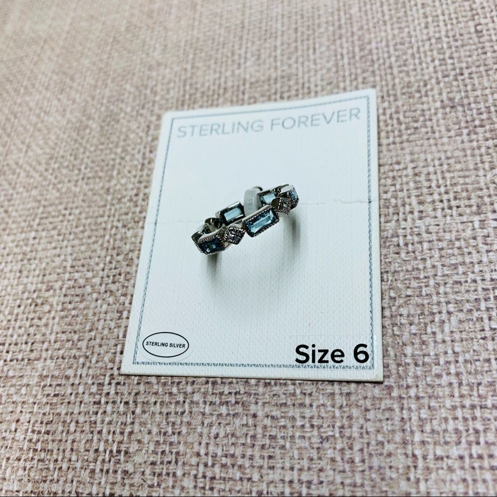 Sterling Forever Blue Crystal Band Ring
